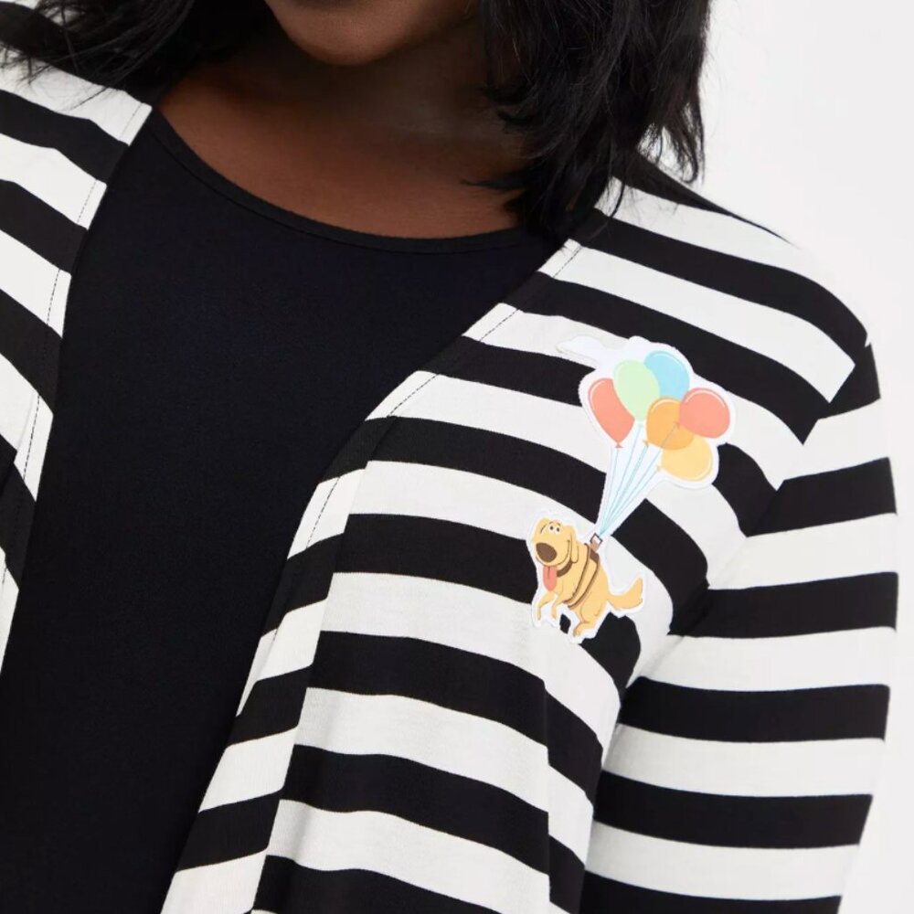 Torrid Disney Pixar UP! Doug Striped Open Front T-Shirt Cardigan - Picture 2 of 9